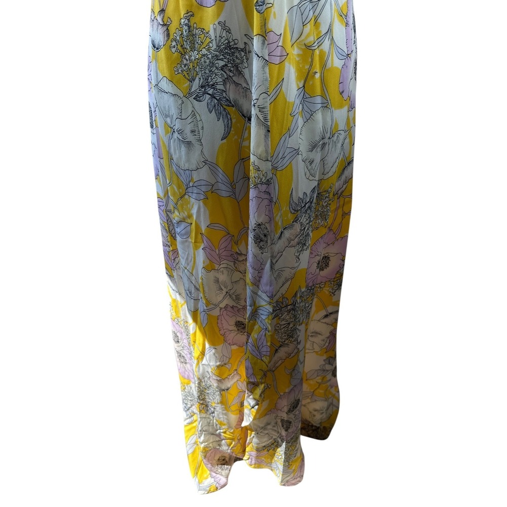 Yumi Kim Anthropologie Silk Floral Maxi Dress Rush Hour Wrap Tie Front Yellow XS - Picture 9 of 16